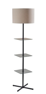 Adesso Imogen 67H Black Floor Lamp with Linen Textured Fabric Shade (3189-01)