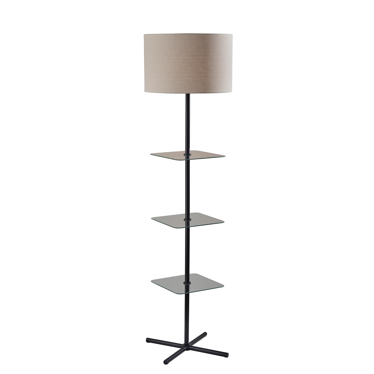 Adesso Imogen 67H Black Floor Lamp with Linen Textured Fabric Shade (3189-01)
