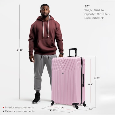InUSA Vasty 33.86" Hardside Suitcase, 4-Wheeled Spinner, TSA Checkpoint Friendly, Red (IUVAS00XL-RED)