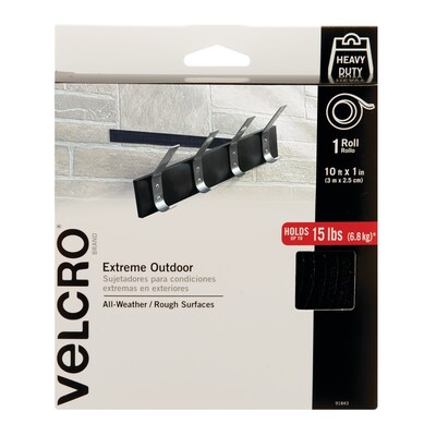 Velcro Extreme Fasteners, 1" x 10 Ft, Black, 1 Roll (VEL91843)