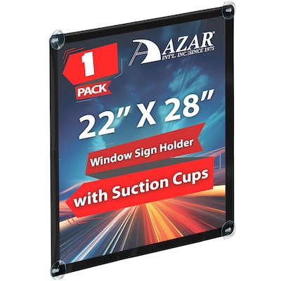 Azar Poster Holder, Window-Hanging, Vertical/Horizontal, Side Loading Plastic (106699-BLK)