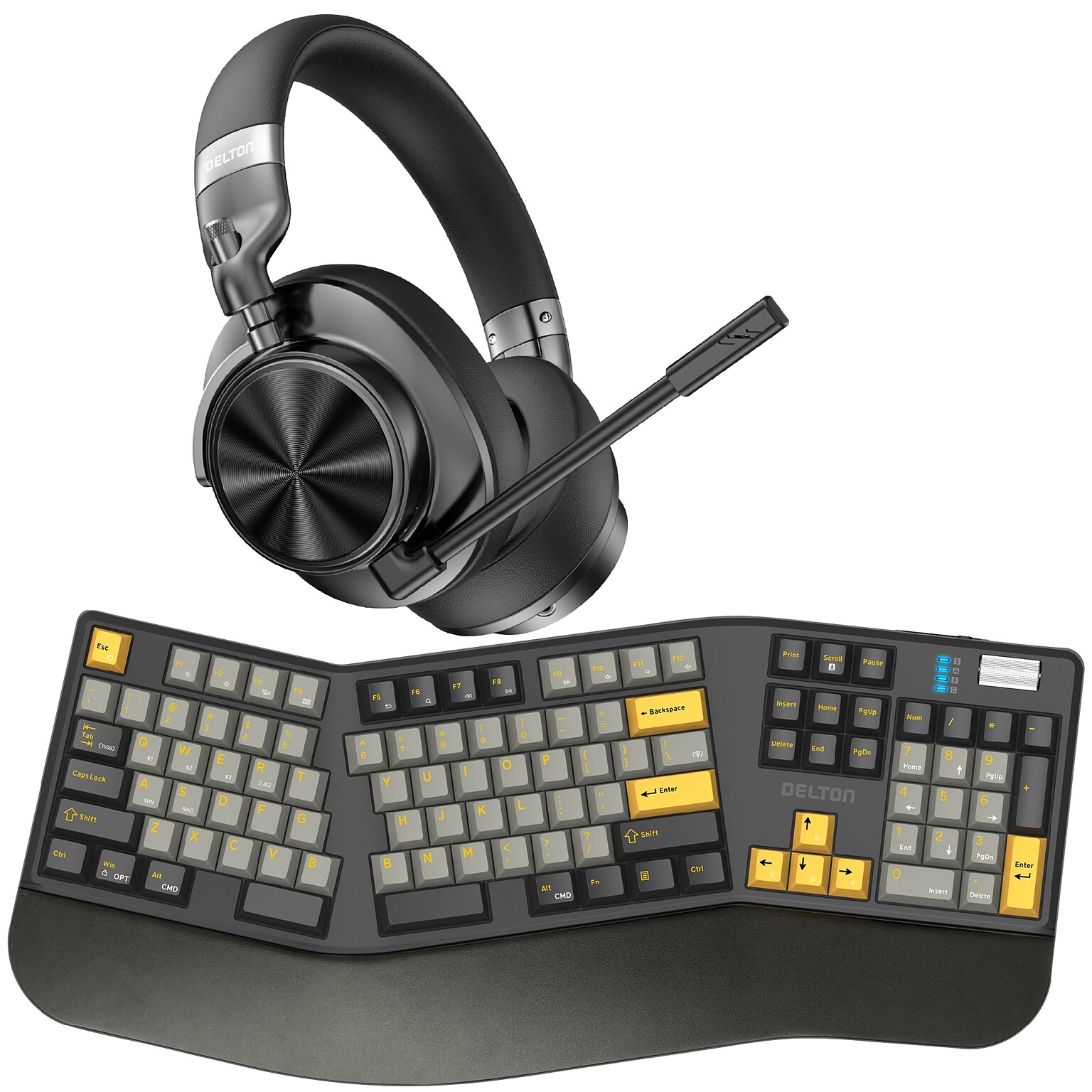 Delton E450 Ergonomic Mechanical Keyboard and Headset Bundle, Black (DKWE450WRBD1)