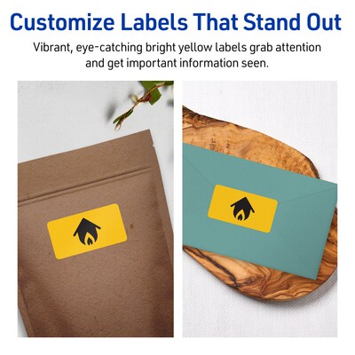 Avery Rectangle Laser/Inkjet Multipurpose Labels, 1" x 2-5/8", Bright Yellow (640/Box)