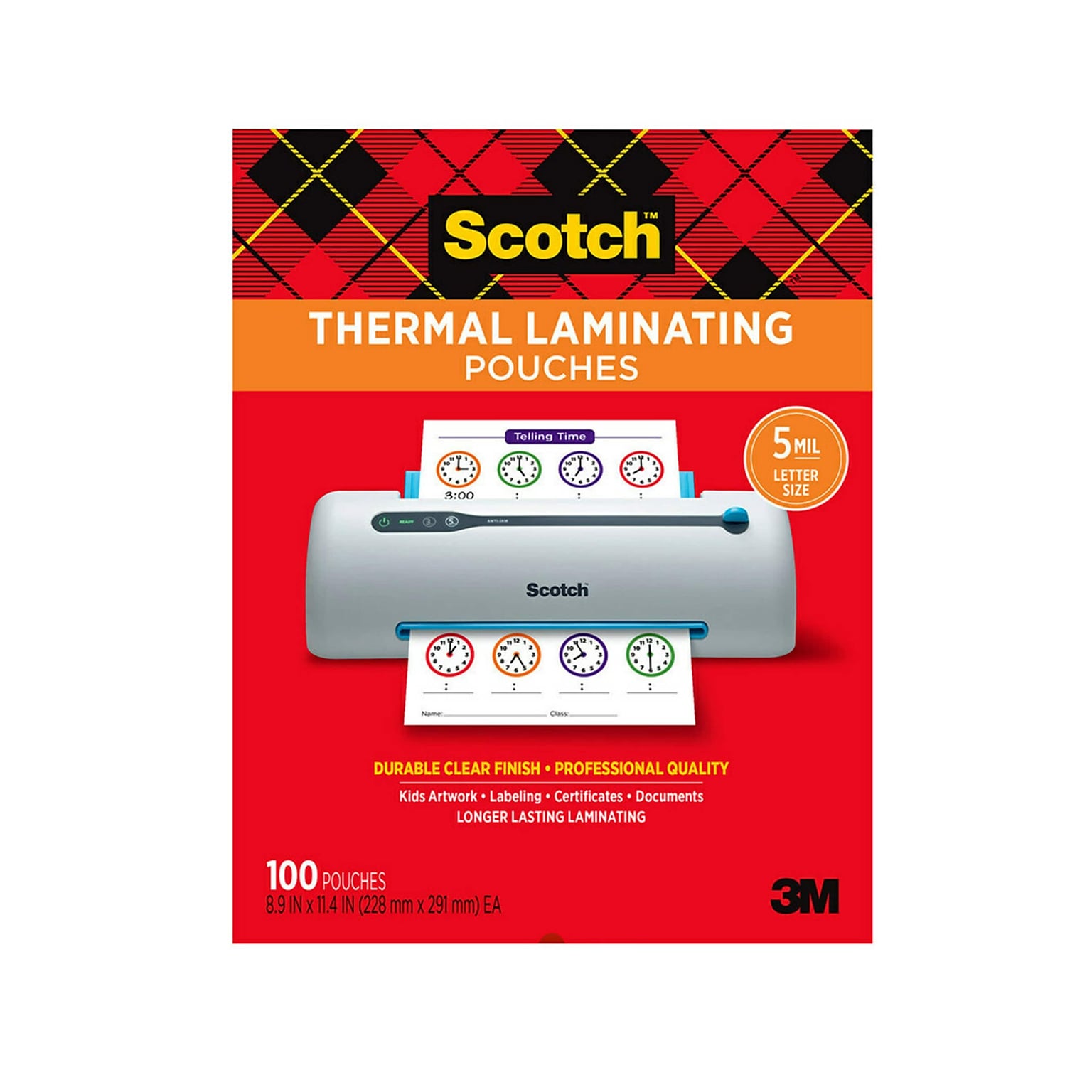 Scotch Thermal Laminating Pouches, Letter Size, 5 Mil, 100/Pack (TP5854-100)