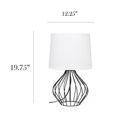 Simple Designs Geometrically Wired Table Lamp, White on Black (LT2086-WOB)