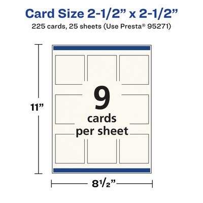 Avery Business Cards, 2.5" x 2.5", Matte Ivory, 225/Pack (95271)