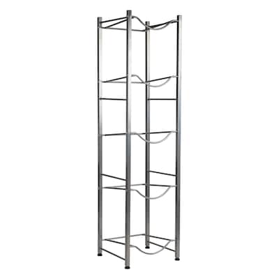 Mind Reader 5-Shelf Mobile Water Jug Stand Holder, Metal, Silver (5TJUG-SIL)