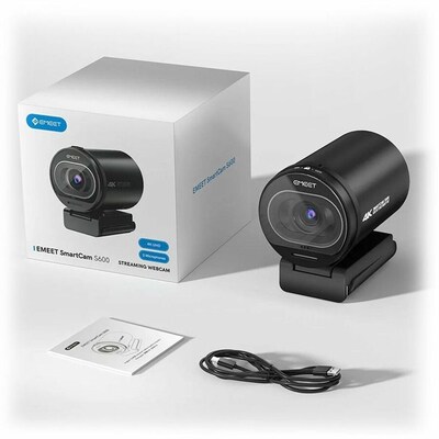 EMEET SmartCam S600 HD 4K 8MP Webcam, Tripod Mount, Black (EMS60U-LD)