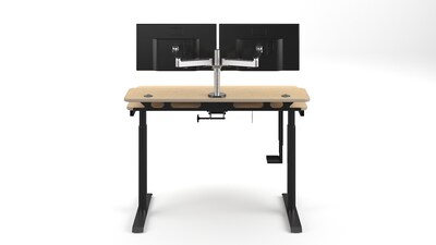 VersaDesk PowerLift Split-Level 48"W Electric Rectangular Adjustable Standing Desk, Maple/Black (PL2SD4830-BM)