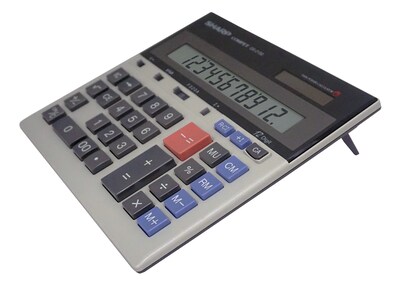 Sharp QS-2130 12-Digit Battery/Solar Powered Financial Calculator, Gray (QS2130)