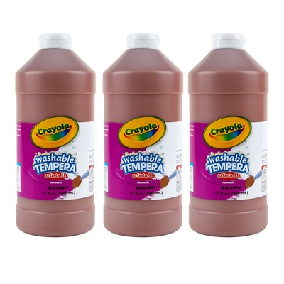 Crayola Artista II Washable Tempera Paint, Brown, 32 oz., 3/Bundle (BIN543132007-3)
