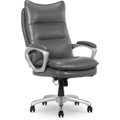 La-Z-Boy Jenkins Ergonomic Bonded Leather Executive Big & Tall Chair, 400 lb. Capacity, Gray (60075-GRY)