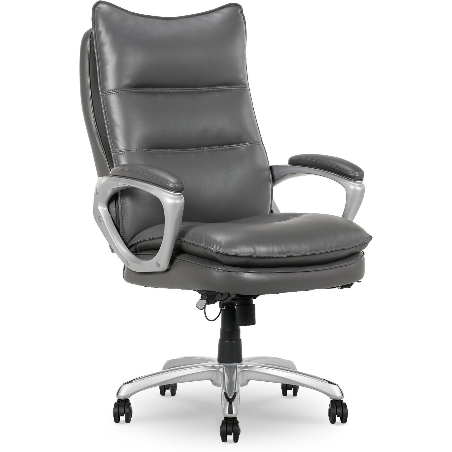 La-Z-Boy Jenkins Ergonomic Bonded Leather Executive Big & Tall Chair, 400 lb. Capacity, Gray (60075-GRY)