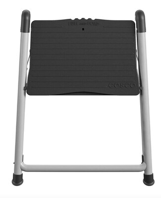 Cosco Folding Step Stool, 1-Step, 200 lb Capacity, 9.9" Working Height, Platinum/Black (11014PBL1E)
