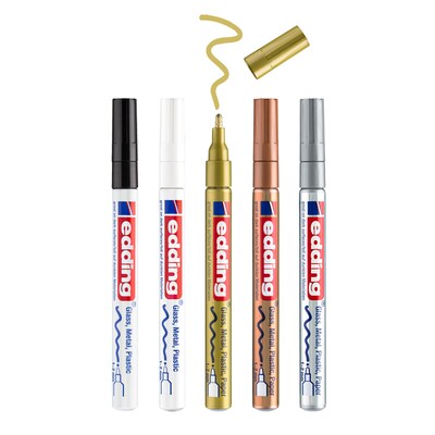 edding 751 Series Oil Based Gloss Paint Marker, Fine Tip, Metallic Colors, 5/Pack (EDD47515999)
