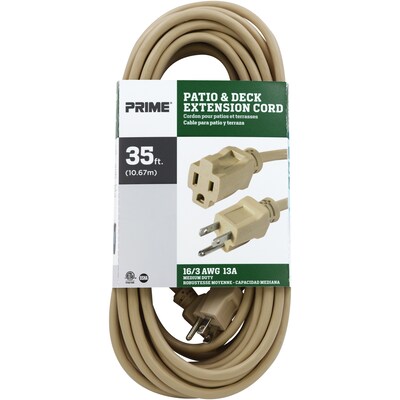 PRIME 35 Indoor/Outdoor Extension Cord, 16 AWG, Beige (EC884627)
