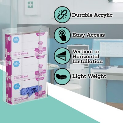 Viva Comfort Triple Glove Dispenser, Clear (ADI902-03-MK)