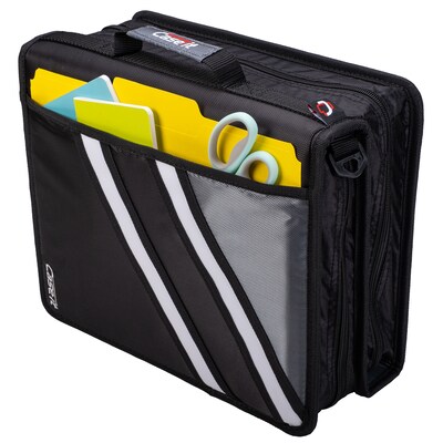 Case It 1 1/2 3-Ring Zipper Binders, D-Ring, Black (Z-176 BLK)