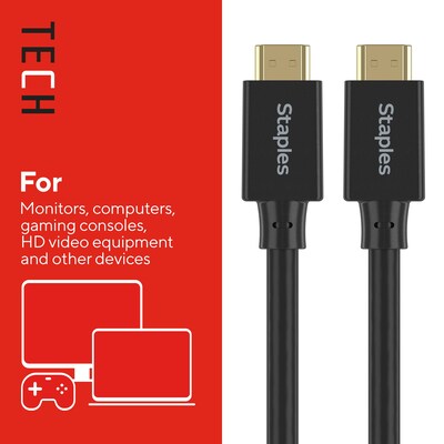 Staples TECH 25 ft. HDMI to HDMI Audio/Video Cable, Male to Male, Black (ST62476)