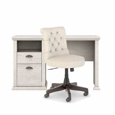 Bush Furniture Yorktown 50 Computer Desk with Chair, Linen White Oak (YRK014LW)