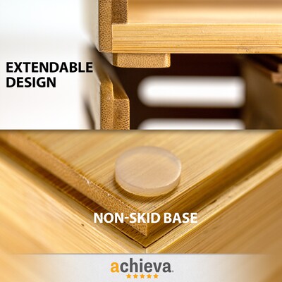Officemate Bamboo Desk Accessories 9-Compartment Stackable Wood Desk Organizer,  Natural Wood Grain (71003)