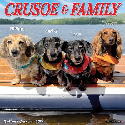 2027 Willow Creek Crusoe the Celebrity Dachshund 12 x 12 Monthly Wall Calendar, Assorted Colors (59920)