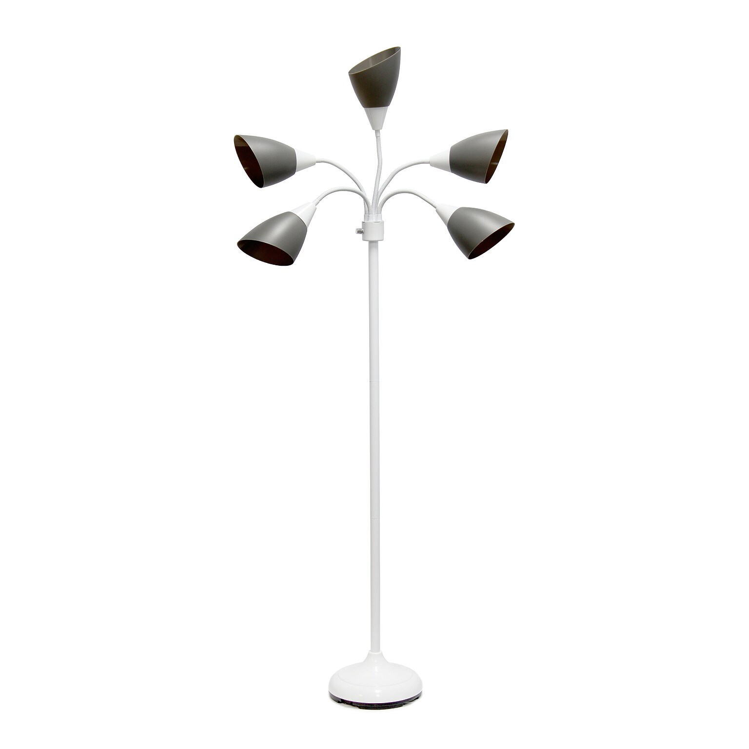 Simple Designs 67 White Metal Medusa Floor Lamp with 5 Adjustable Gray Cone Shades (LF2006-GOW)