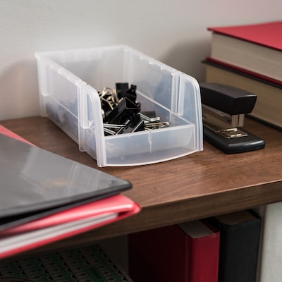 Small Modular Stacking Storage Box Open Lid, Clear (200518)