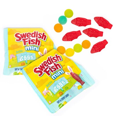SWEDISH FISH Mini & Eggs Treat Size, 7.93 oz Laydown Bag (MOZ01113)