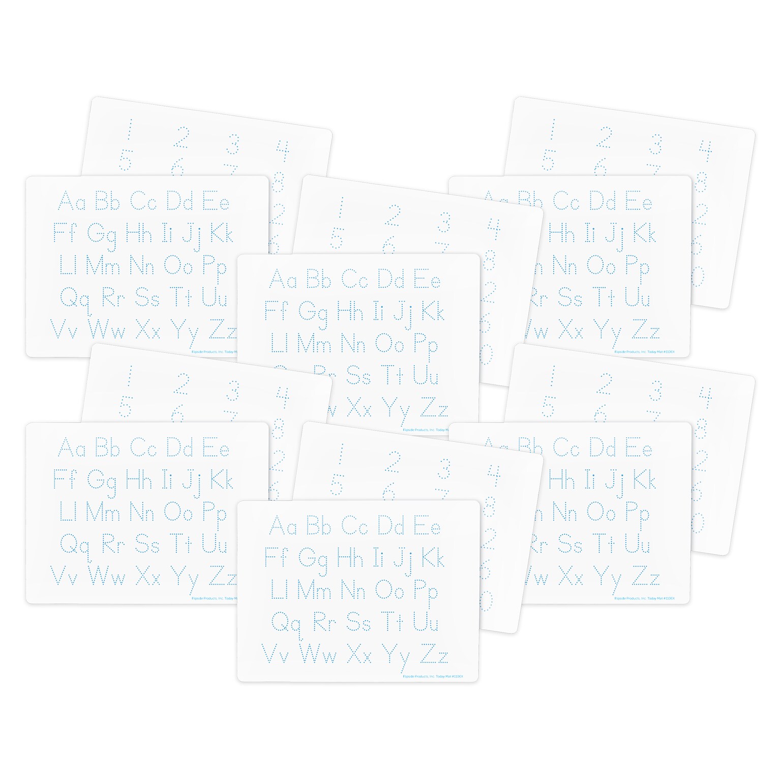 Flipside Products Double-Sided Dry Erase Learning Mat, 9 x 12, Letters & Numbers, 12/Pack (FLP20024)