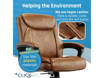 Click365 Transform 1.0 Ergonomic Bonded Leather Swivel Desk Chair, Cognac (CCHR10001A)