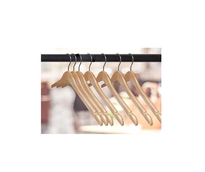 Nahanco 17 Wood Flat Dress Hanger With Notches, Natural, 100/Box (81-17CH)