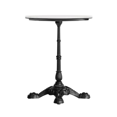 Flash Furniture Acadia 24" Round Wooden Dining Table with Bistro Base, White Faux Marble/Black Base (STRD24WMAST2222)