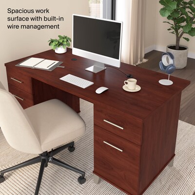 Bush Home Somerset 60" W Office Computer Desk with Drawers, Hansen Cherry (WC81728K)