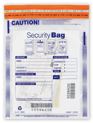 Single Pocket Deposit Bag, Clear, 9 x 12, 100 per pack