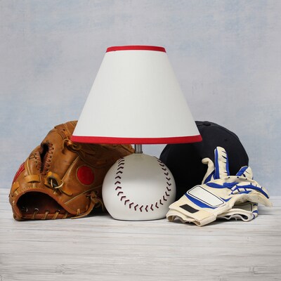 Simple Designs SportsLite 11.5" Tall Athletic Sports Baseball Base Ceramic Bedside Table Desk Lamp (LT1080-BSB)