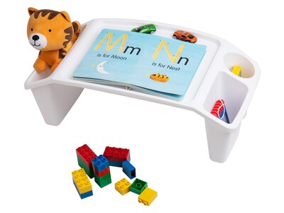 Mind Reader 10.75" x 22.25" Plastic Kids' Lap Desk Activity Tray, White (KIDLAP-WHT)