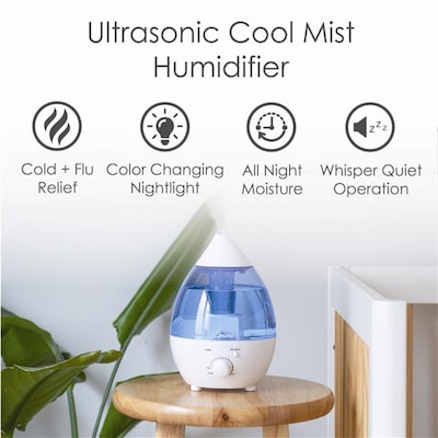 Crane Mini-Drop Ultrasonic Cool Mist Humidifier 0.35-Gallon, 200 sq. ft., Blue (EE-5300)
