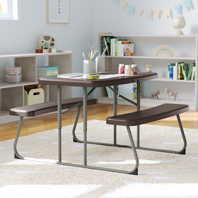 Flash Furniture Paige 37.5 x 32.625 Picnic Folding Table, Brown (RBEBB2432FD2BR)