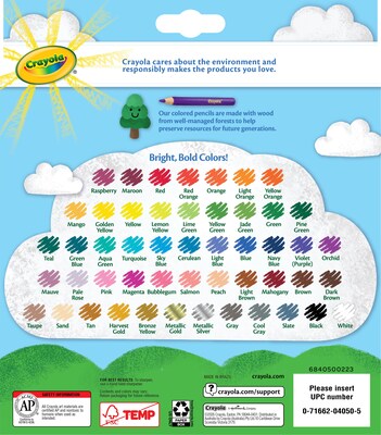 Crayola Kid's Colored Pencils, Assorted Colors, 50/Box (68-4050)
