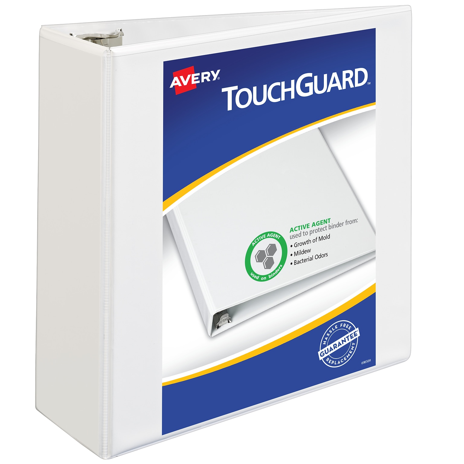 Avery TouchGuard Protection Heavy Duty 4 3-Ring View Binders, Slant Ring, White (17145)