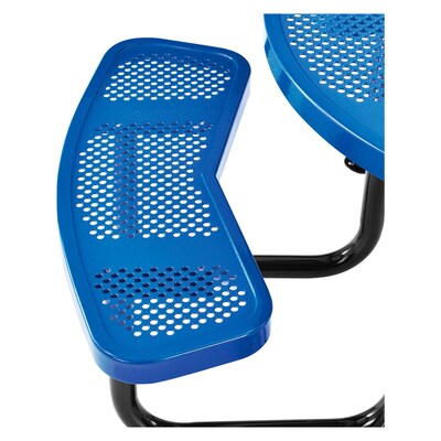 Global Industrial 46" Round Outdoor Steel Picnic Table, Perforated Metal, Blue (262078BL)