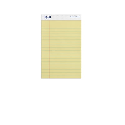 Quill Brand® Standard Series Legal Pad, 5" x 8", Wide Ruled, Canary Yellow, 50 Sheets/Pad, 12 Pads/Pack (742332)