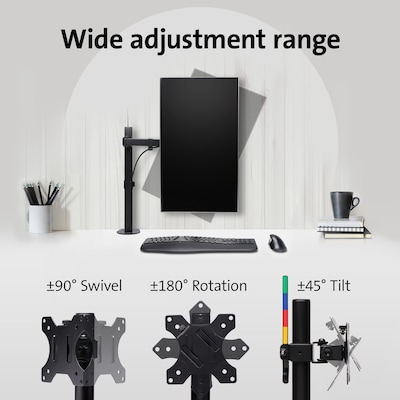 Kensington SmartFit Ergo Single Extended Monitor Arm, Up to 34" Monitor, Black (K55408WW)