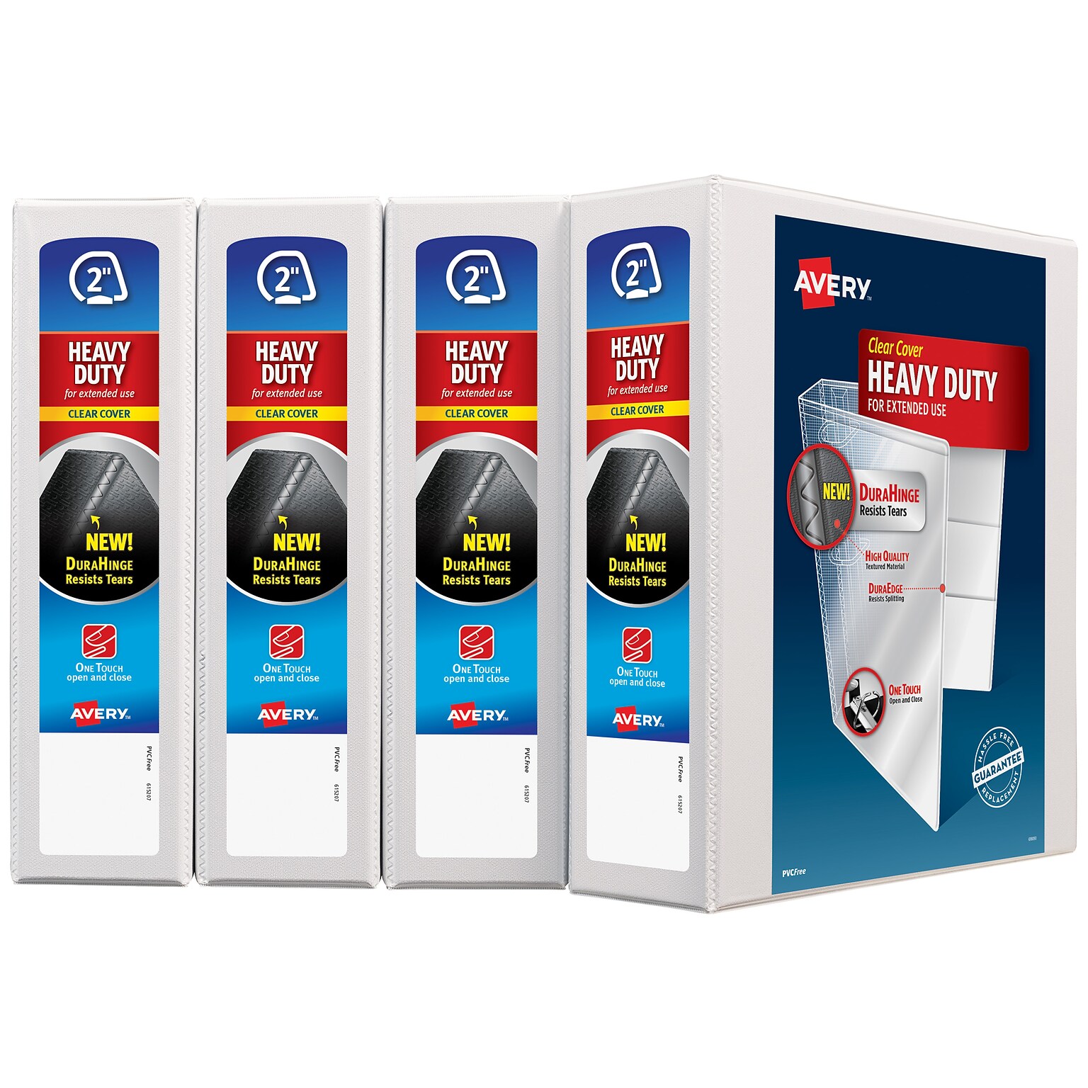 Avery Heavy Duty 2 3-Ring View Binder, Slant Ring, White, 4/Pack (79790)