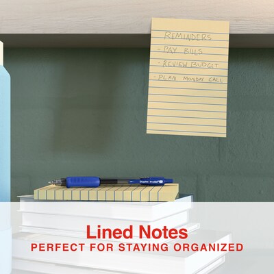Staples Recycled Sticky Notes, 4" x 6", Sunshine Collection, Lined, 100 Sheets/Pad, 5 Pads/Pack (S46YR/552572)