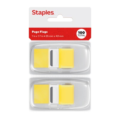 Stickies® Page Flags with Pop-Up Dispenser, Yellow, 1 Wide, 100/Pack (14111)
