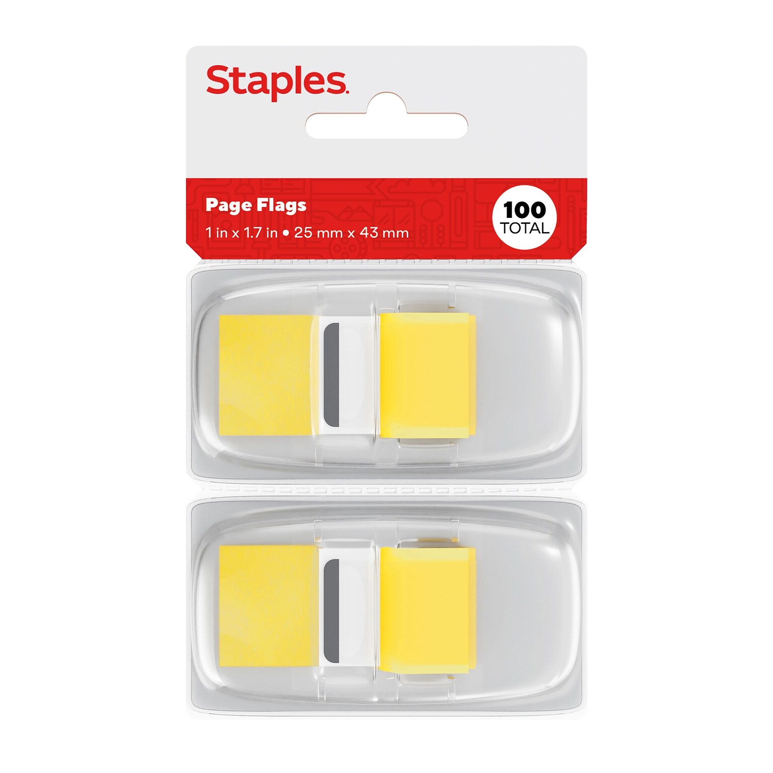 Stickies® Page Flags with Pop-Up Dispenser, Yellow, 1 Wide, 100/Pack (14111)