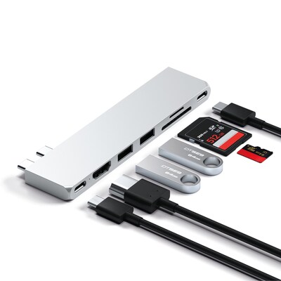 Satechi Pro Slim Multiport Hub for Laptops, Silver (ST-HUCPHSS)