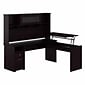 Bush Furniture Cabot 72"W 3 Position Sit to Stand L Shaped Desk with Hutch, Espresso Oak (CAB052EPO)